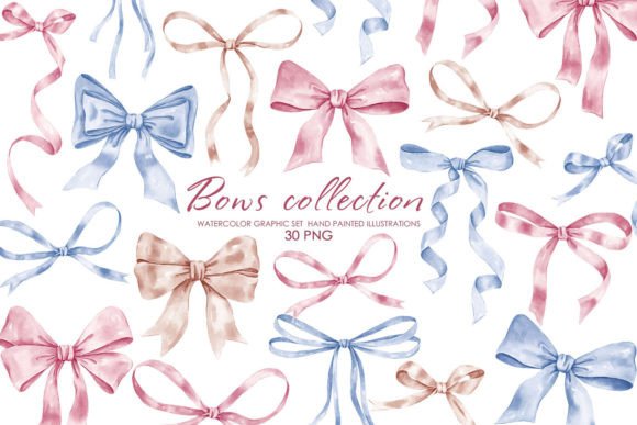 Download Watercolor Ribbon Bows Clipart PNG - Premium Resources
